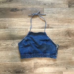 Forever 21 denim halter crop top